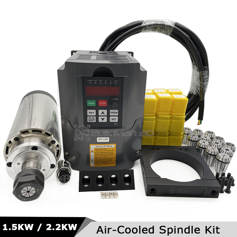 2.2KW、1.5KWの空冷式CNCスピンドルモーターキット - Air Cooled 1.5Kw Spindle Motor Inverter 110V のレビューと価格