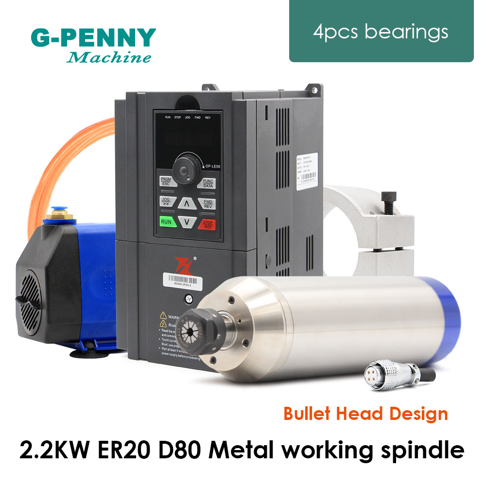 2.2kW ER20 D80 金属用スピンドル、水冷スピンド - 2.2Kw Water Cooled Spindle Kit Vfd のレビューと価格